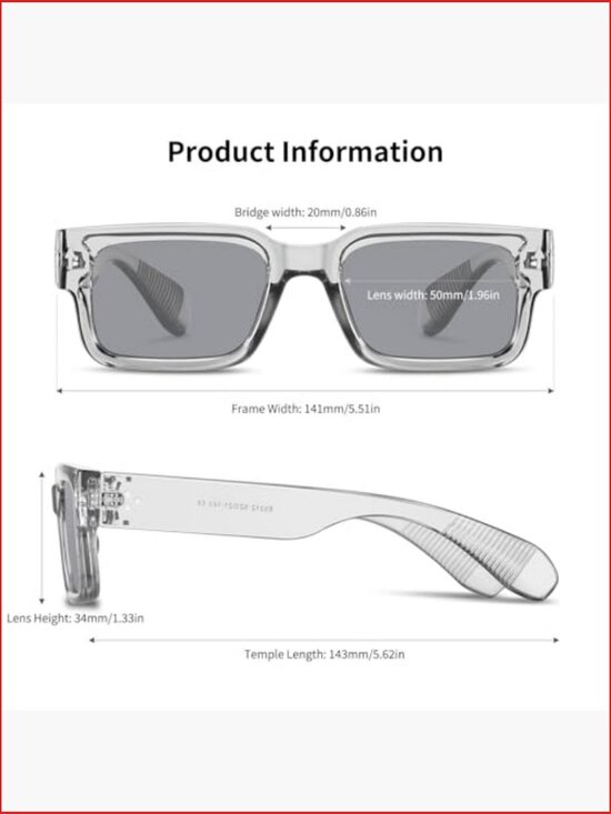 Square Frame Sunglasses Trendy Chunky Rectangle UV400 Protection main image 4